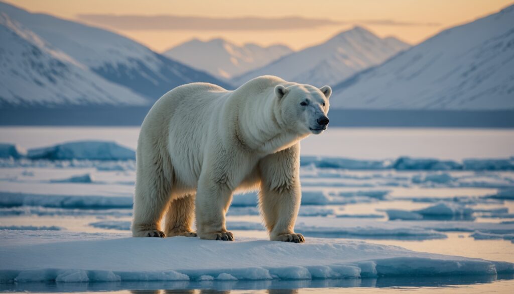 ours blanc dans un environnement glaciaire protégé