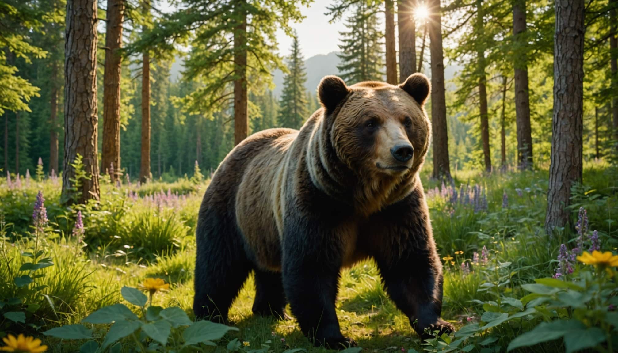 Ours dégustant du miel dans un pot en bois  
Ours curieux explorant un pot rempli de miel