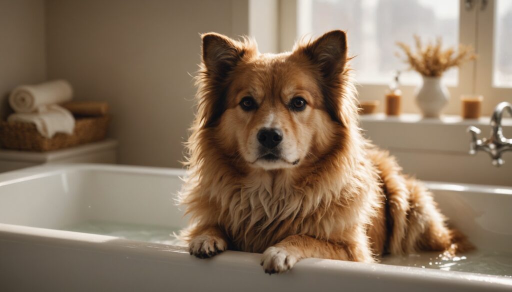 Un chien se fait laver avec du savon de Marseille