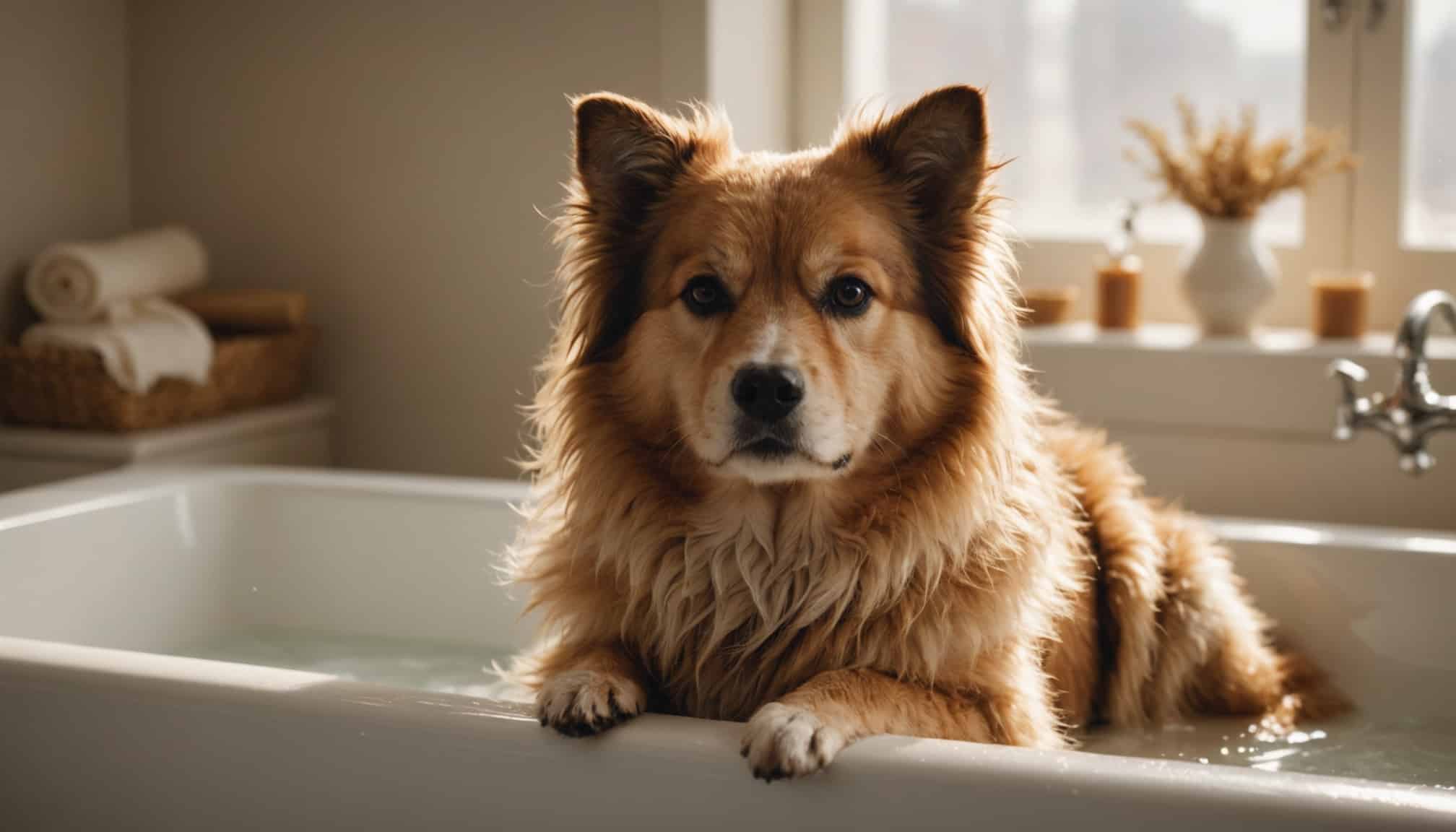 Un chien se fait laver avec du savon de Marseille