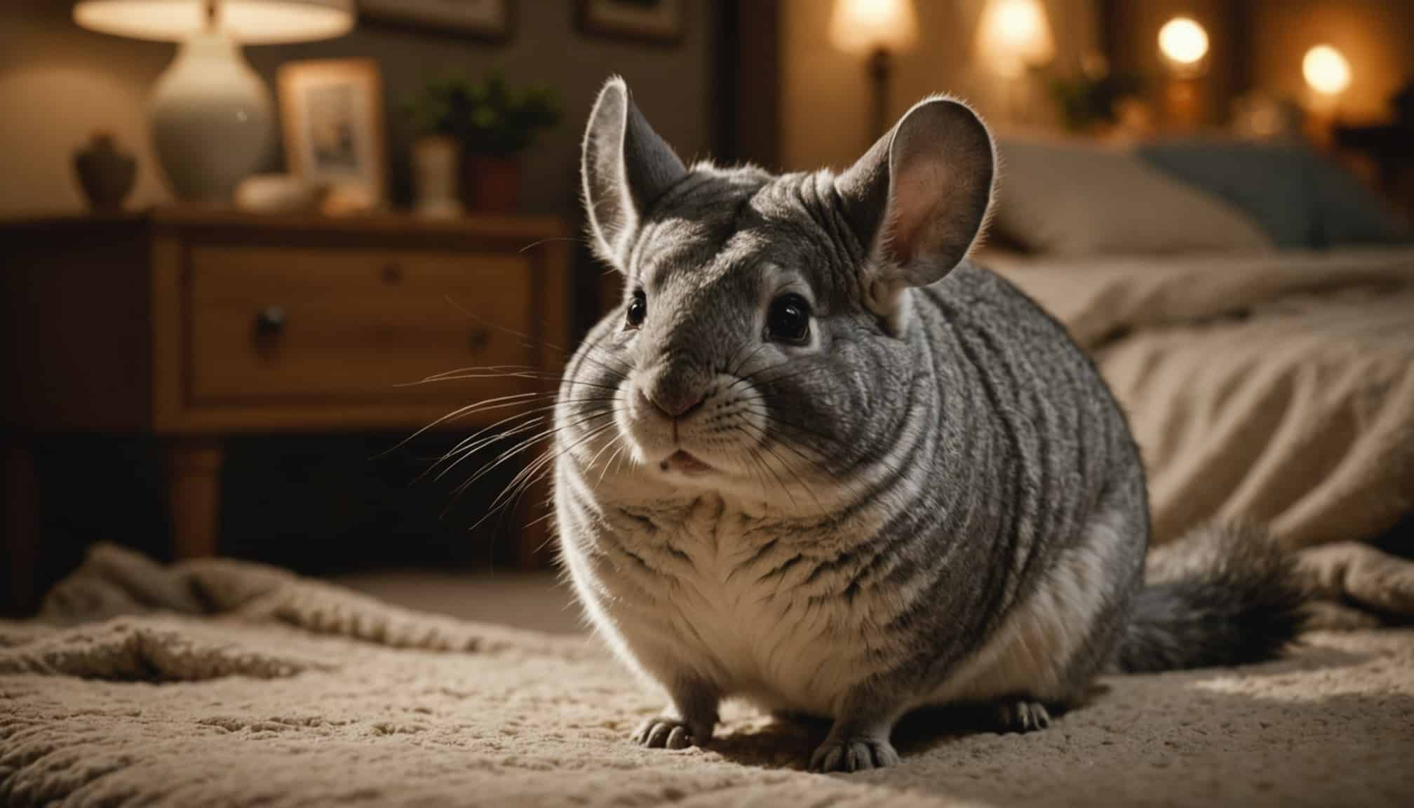 Un chinchilla curieux explore son environnement