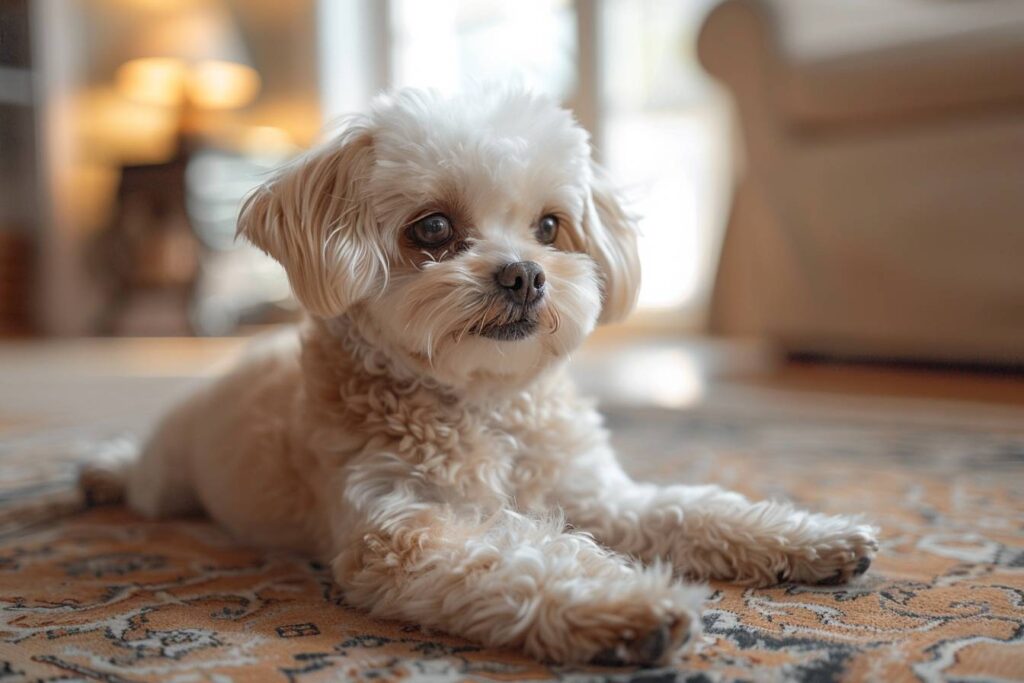 Chien adapté aux seniors avec un regard affectueux