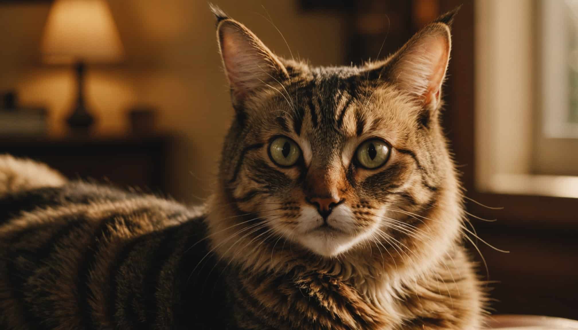 Un chat curieux explorant un environnement coloré  
Un félin jouant avec des objets intrigants et amusants